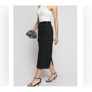 Reformation Maggi Cargo Midi Skirt Size 26 black